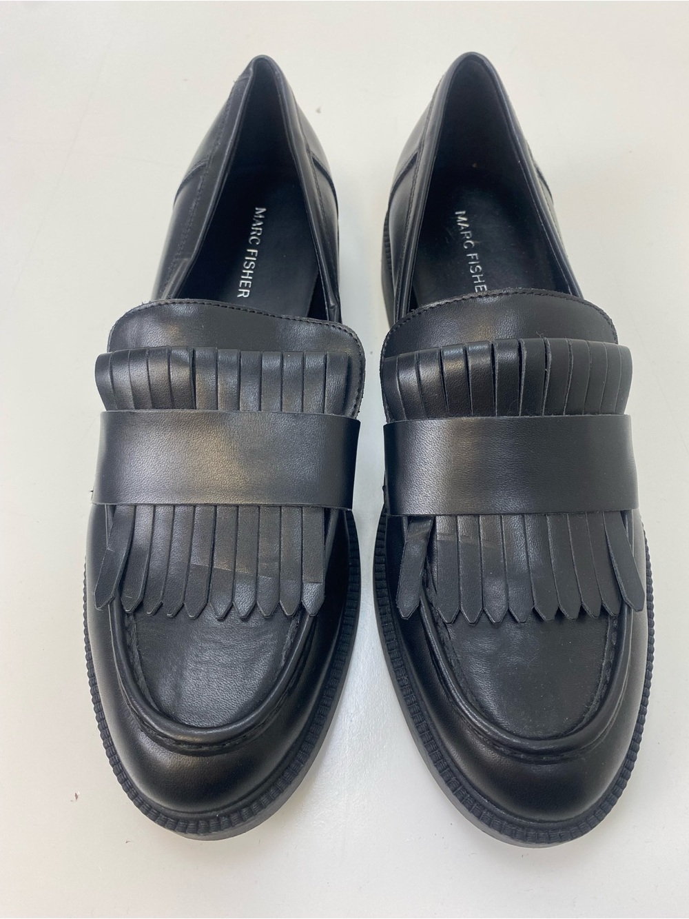 Marc Fisher Black Kiltie Fringe Loafers